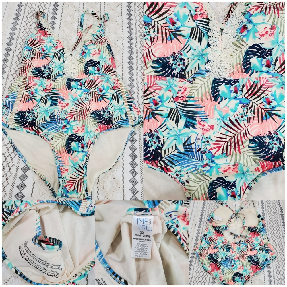Time & Tru One Piece Swimsuit- Sz 3X